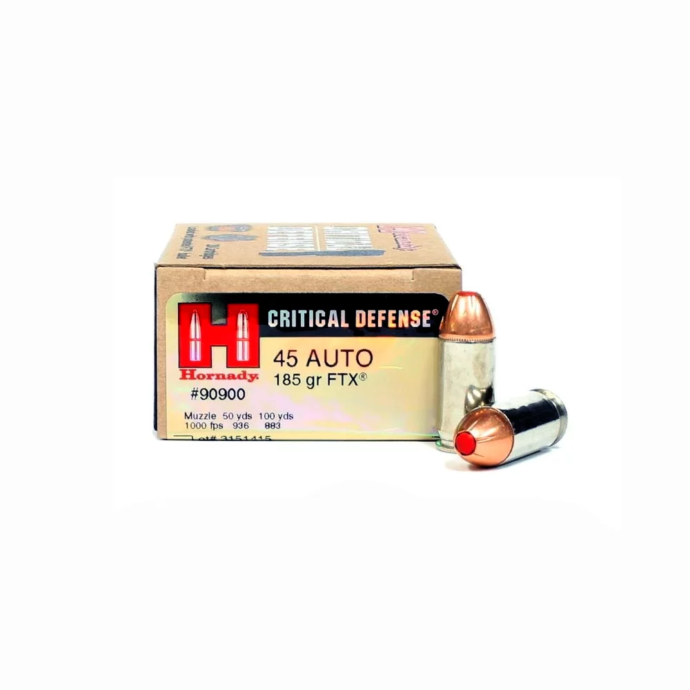 Munição HORNADY 45AUTO FTX 185Gr Critical Defense Cx.20un