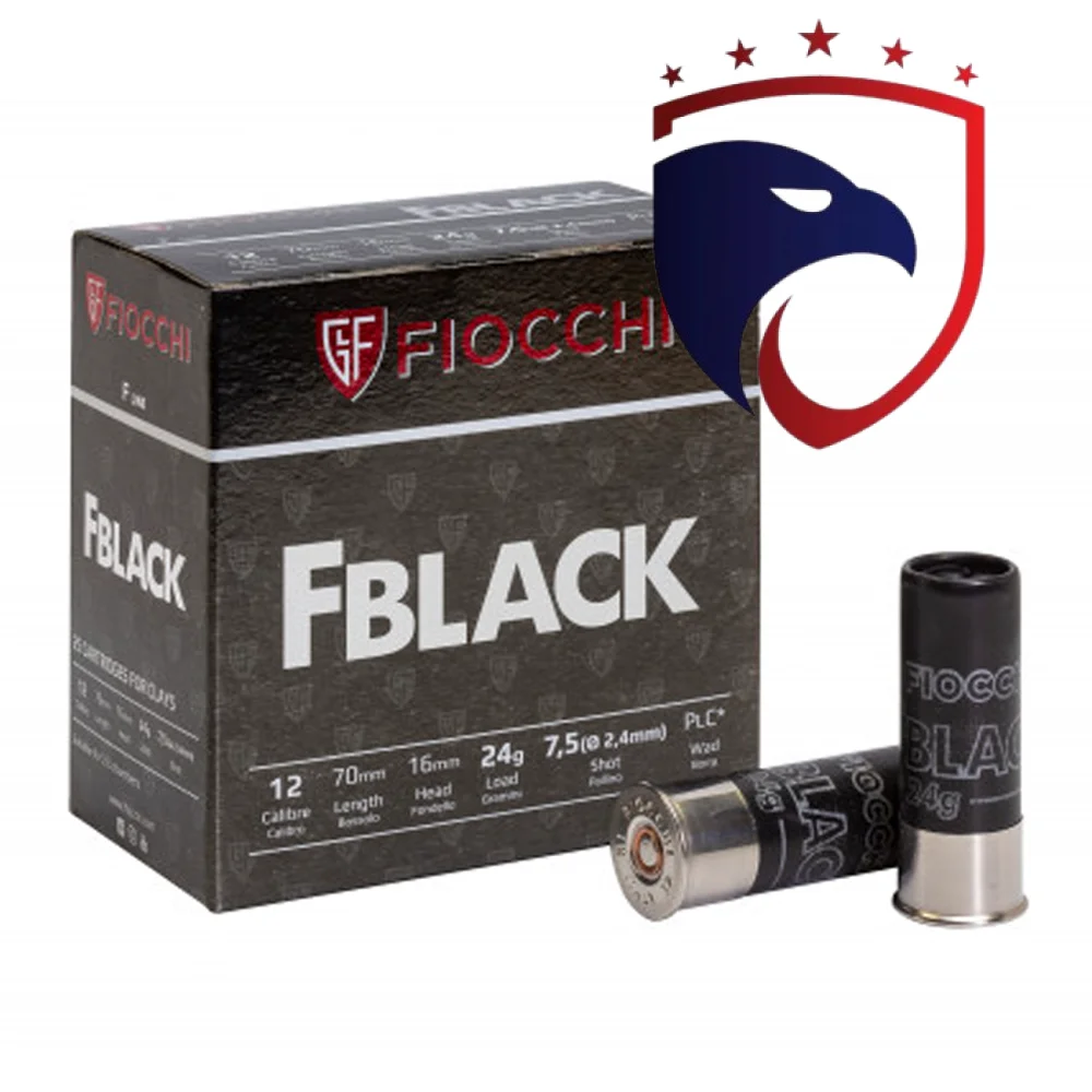 Cartucho Fiocchi .12GA [70mm] FBlack 7.5 Cx.25un