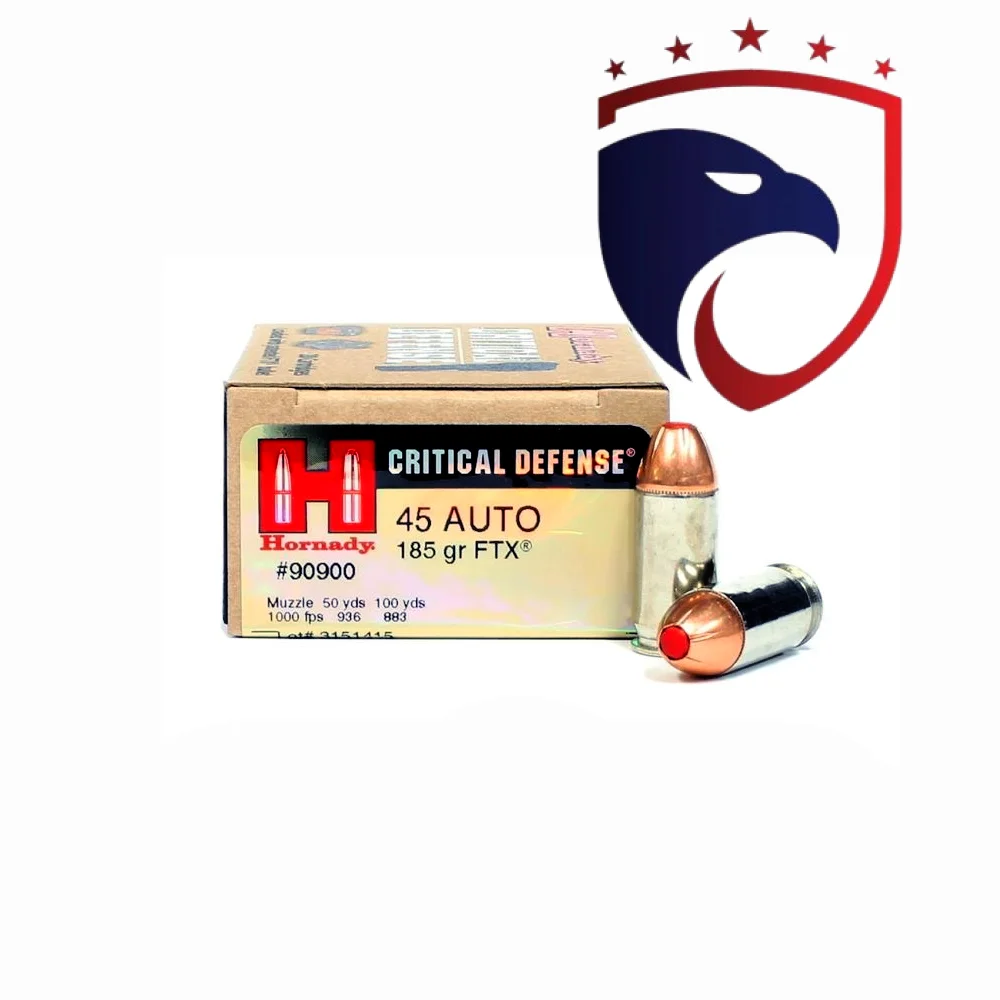 Munição HORNADY 45AUTO FTX 185Gr Critical Defense Cx.20un