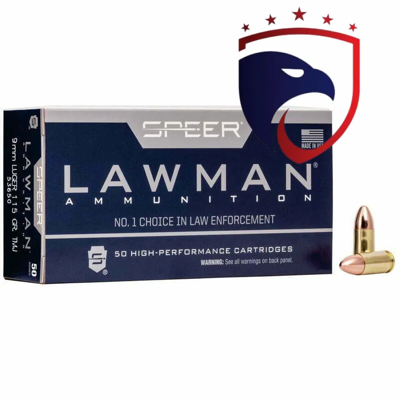 Munição SPEER LAWMAN 9mm LUGER TMJ 115 Grains – Cx 50